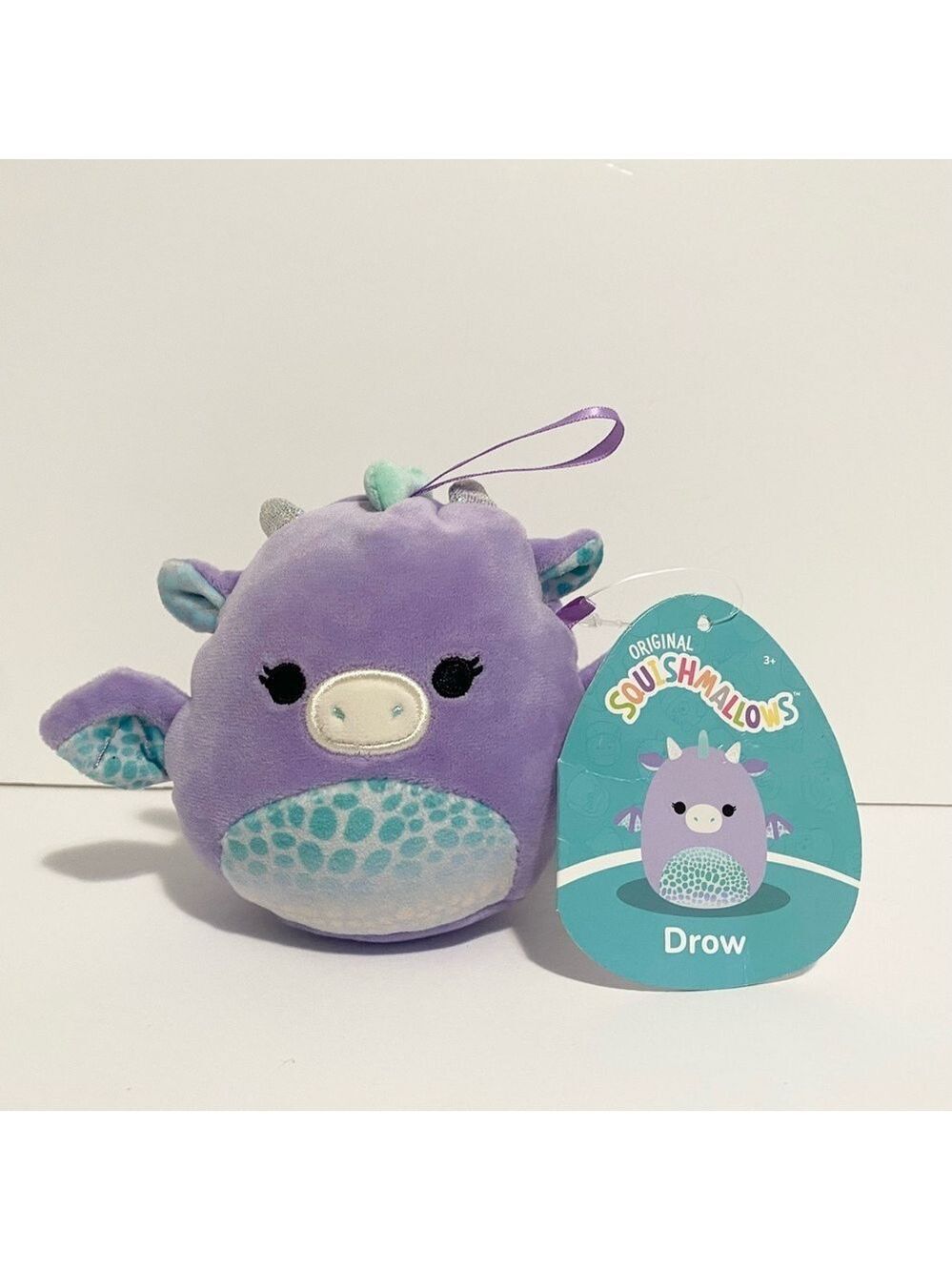 Squishmallows Drow Dragon 3" Clip Plush Stuffed Animal Purple Mini Toy New Gift